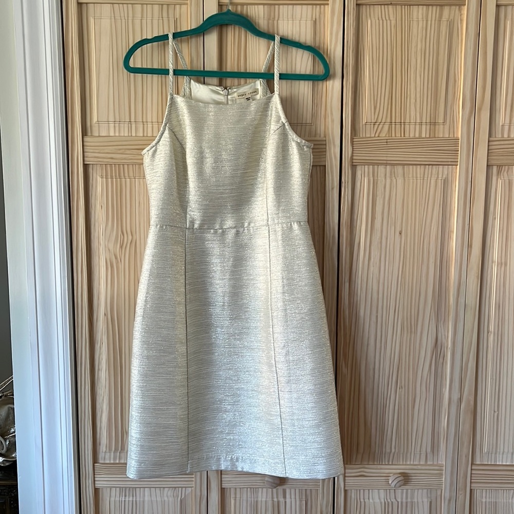 Paper Crown Dress Anthropologie White Gold - Picture 2 of 6